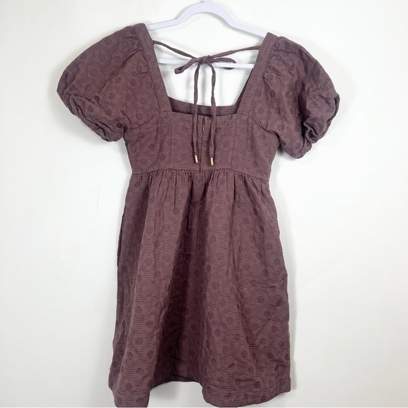 Madewell Floral Quilted Puff-Sleeve Mini Dress in Fig Purple Size Small NWT - Picture 11 of 14